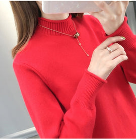 Autumn Winter Cashmere Sweater Women Knitted Turtleneck Pullover Long Sleeve Tricot Sweaters And Pullovers Female Jumper Tops