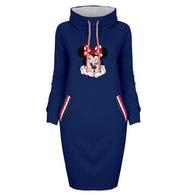 2019 Autumn Thin Dress Women Cartoon Plus Size Minnie Mickey Dresses Vintage Clothes Party Casual Women Black Dress