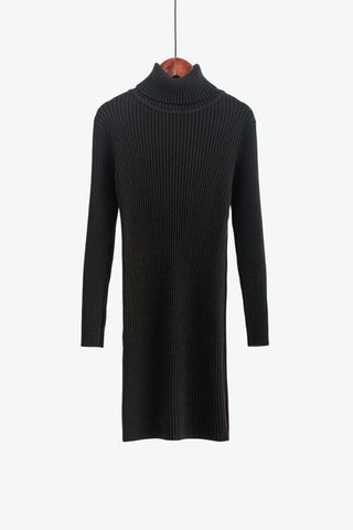 Korean Sweater Dress Fashion Women Knitted Dresses Elegant Women Turtleneck Sweaters Dress Knitting Cotton Winter Women Dresses