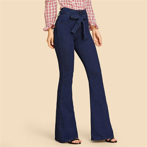 2019 High Waist Flare Mom Jeans Boyfriend Jeans For Women Skinny Jeans Woman Black Wide Leg Female Pants Plus Size Ladies Denim