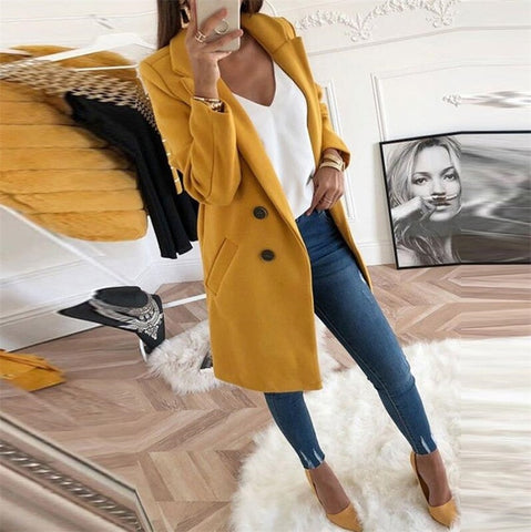 Women Blend Coat 2019 Autumn Winter Turn-Down Collar Long Wool Jacket Coat Casual Plus Size Female Cardigan Outwear Windbreake