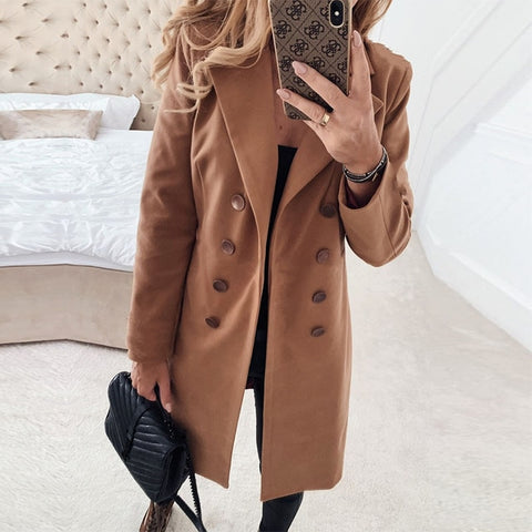 Women Blend Coat 2019 Autumn Winter Turn-Down Collar Long Wool Jacket Coat Casual Plus Size Female Cardigan Outwear Windbreake