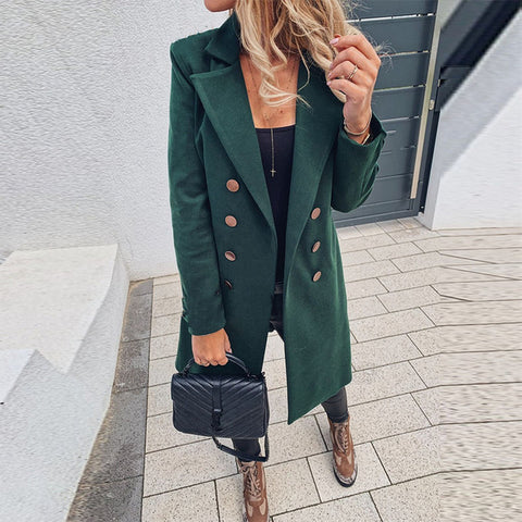 Women Blend Coat 2019 Autumn Winter Turn-Down Collar Long Wool Jacket Coat Casual Plus Size Female Cardigan Outwear Windbreake