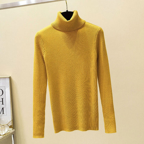 2019 autumn winter Women Knitted Turtleneck Sweater Casual Soft polo-neck Jumper Fashion Slim Femme Elasticity Pullovers