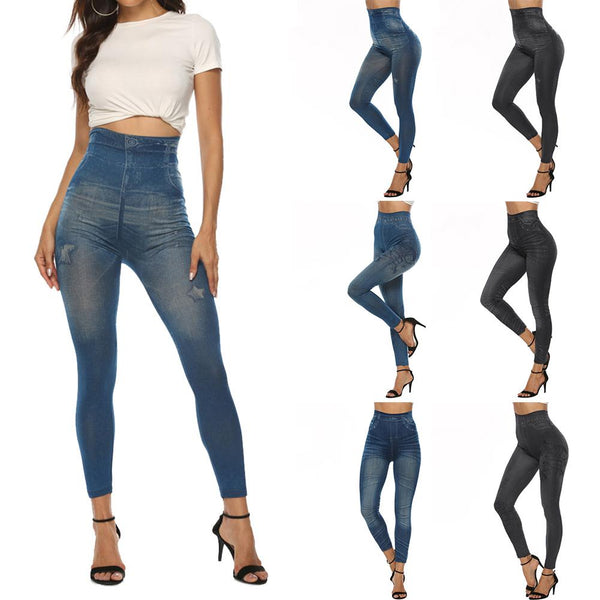 2019 Fashion denim Pants women jeans High Waist black pants Sexy Stretchy Slim Imitation Jeans Leggings Skinny Pants Tights