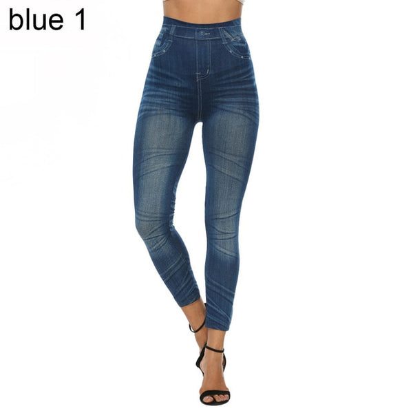 2019 Fashion denim Pants women jeans High Waist black pants Sexy Stretchy Slim Imitation Jeans Leggings Skinny Pants Tights