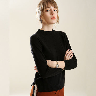 Fashion Cashmere Blended Knitted Sweater Women Tops Autumn Winter Turtleneck Pullovers Female Long Sleeve Solid Color