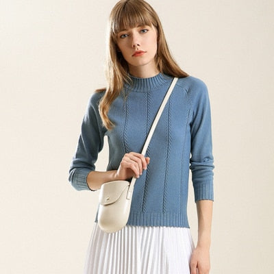 Fashion Cashmere Blended Knitted Sweater Women Tops Autumn Winter Turtleneck Pullovers Female Long Sleeve Solid Color