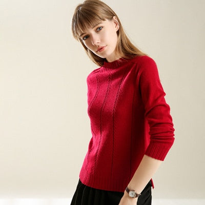 Fashion Cashmere Blended Knitted Sweater Women Tops Autumn Winter Turtleneck Pullovers Female Long Sleeve Solid Color