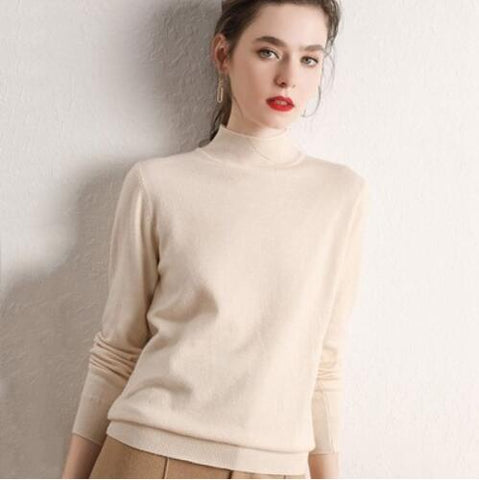 GCAROL Women Half Turtleneck Sweater 30% Wool Thick Warm Jumper Autumn Winter Short Knitted Pullover Stretch Plus Size 2XL