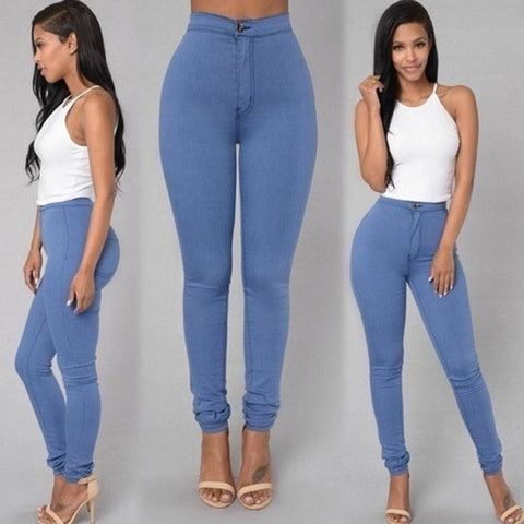 Womens Skinny Slim Fit Denim Jeans Casual Solid Color Pants Trouser KNG88