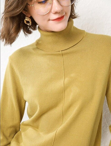 GCAROL New Women Turtleneck Sweater 30% Wool Candy Warm Elegant Jumper Stretch Cashmere OL Base Knit Pullover Plus Size 2XL