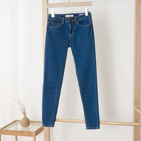 METERSBONWE  Jeans Ladies Winter New Arrival High Stretch Tight Body Long Pants Trend