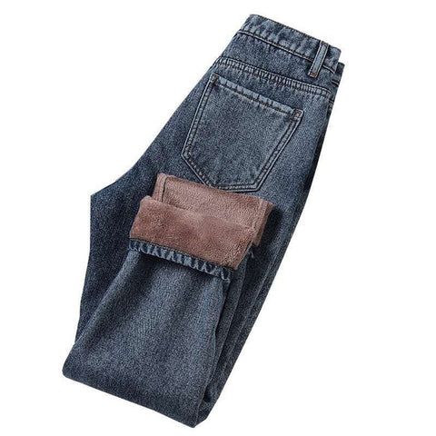 Vintage Boyfriends Harem Winter Jeans Women 2019 Loose Women High Waist Velvet Jeans Trousers Fleece Jeans Warm Mujer Cotton -85