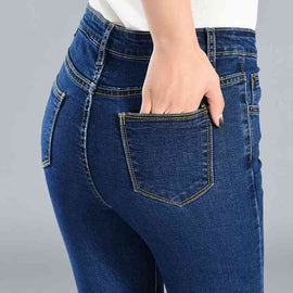 Street fashion High Waist Elastic Pants Slim waist Pencil Pants Large Size Jeans Women plus size skinny jeans Casual Trousers