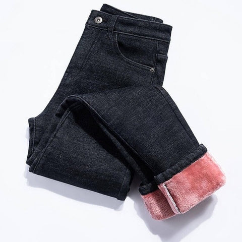 New Winter Thick Fleece Jeans For Women Stretch Warm Skinny Denim Velvet Pencil Jeans Stretch Female Trousers