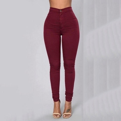 Pencil Jeans Women Stretch Casual Denim Skinny Pants  Ladies Fashionable High Waist Tight Trousers 5 Color Hot