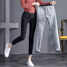 Winter Jeans Plus velvet high waist jeans women's warm tight pants Female 2019 New Denim Streetwear Thick Winter Pencil pants