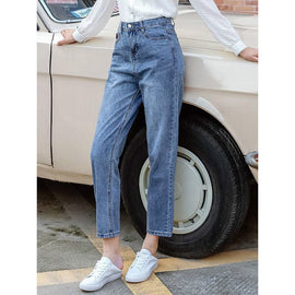 Women's Korean Version Wild Jeans Vintage Ladies Boyfriend Jeans Blue Casual Trousers Ladies Jeans's Womens Denim 2019