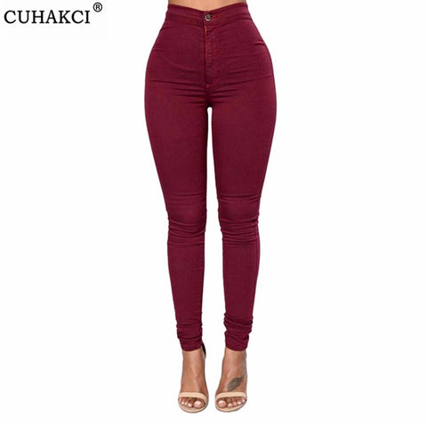 CUHAKCI Skinny Jeans Woman High Waist Winter Denim Wash Plus Push Up Trousers Bodycon White Green Blue Black Pencil Pants Female