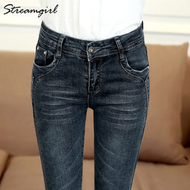 Streamgirl Winter Warm Jeans Women Thicken Fleece Denim Pants Thick Strech Skinny Jeans Woman Plus Size Pants For Ladies Winter