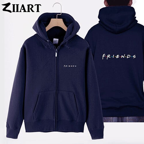 friends tv show logo letter alphabet couple clothes girl woman female cotton full zip hooded Coats Jackets