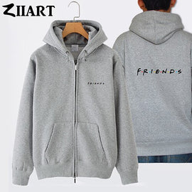 friends tv show logo letter alphabet couple clothes girl woman female cotton full zip hooded Coats Jackets