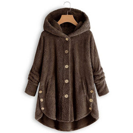 New Hot Winter Women Warm Fluffy Coat Overcoat Button Jackets Tops Outwear Loose Sweater YAA99