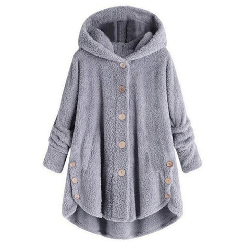 New Hot Winter Women Warm Fluffy Coat Overcoat Button Jackets Tops Outwear Loose Sweater YAA99