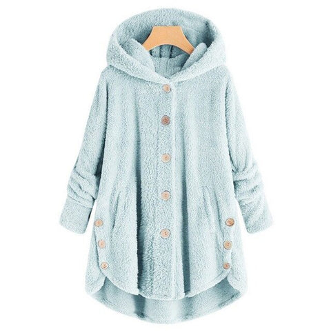 New Hot Winter Women Warm Fluffy Coat Overcoat Button Jackets Tops Outwear Loose Sweater YAA99