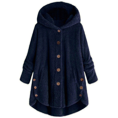 New Hot Winter Women Warm Fluffy Coat Overcoat Button Jackets Tops Outwear Loose Sweater YAA99