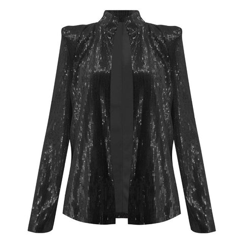 Sequins Jackets Glitter Night Club Long Sleeve Women Coat Fashion Gold Sliver Slim Autumn Shining Jackets Outerwear Female