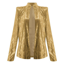 Sequins Jackets Glitter Night Club Long Sleeve Women Coat Fashion Gold Sliver Slim Autumn Shining Jackets Outerwear Female