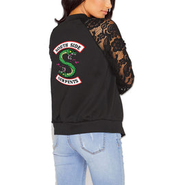 2019 new style Riverdale print Zipper lace Jackets Women Long Sleeve Casual Streetwear Lady Fashion Southside Riverdale Serpents