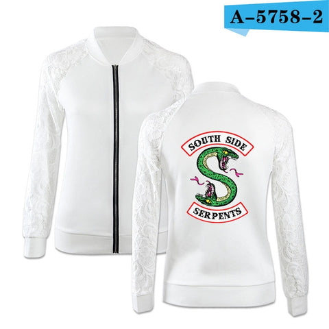 2019 new style Riverdale print Zipper lace Jackets Women Long Sleeve Casual Streetwear Lady Fashion Southside Riverdale Serpents