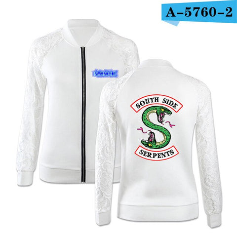 2019 new style Riverdale print Zipper lace Jackets Women Long Sleeve Casual Streetwear Lady Fashion Southside Riverdale Serpents