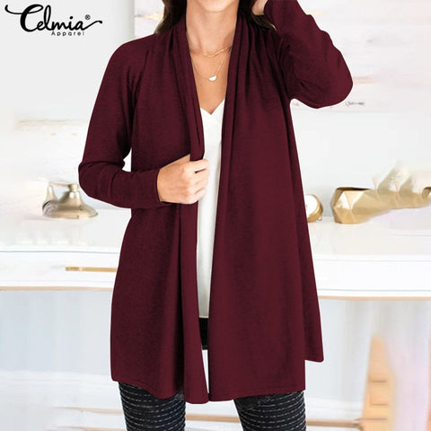 2019 Fashion Winter Warm Long Cardigan Women Celmia Long Sleeve Kimono Jackets Casual Loose Solid Long Cardigan Overcoats Femme