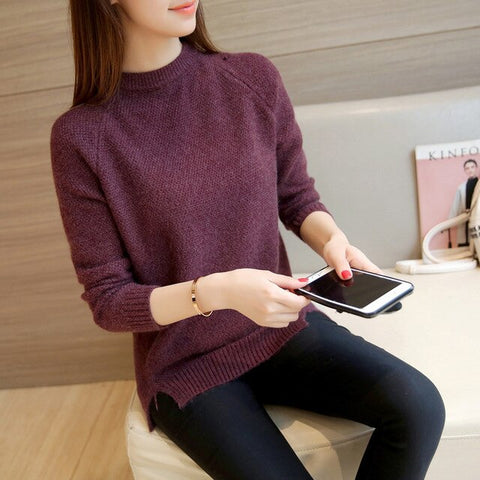 Danjeaner Korean Style Autumn Winter Women Sweaters and Pullovers Femlae Long Sleeve Solid Casual Sweater Women Slim Tops jumper