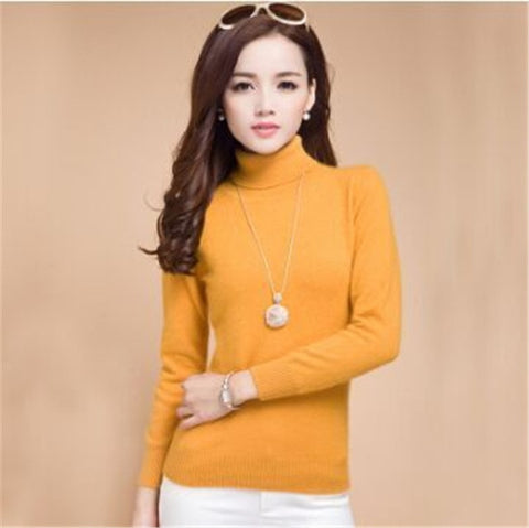 Autumn winter cashmere Knitted sweater female pullover Plus size turtleneck sweater women basic Bottoming sweater warm tops H533