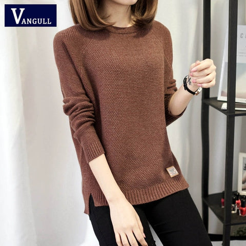 VANGULL Autumn Sweater 2018 New Women Winter Pullover Fashion O-neck Casual Women Sweaters Warm Long Sleeve Knitted Sweater