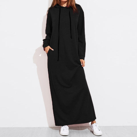 Celmia Plus Size Women Maxi Dress Autumn Hooded Dress Sweatshirt Female Long Sleeve Hoodies Winter Pullover Vestido Robe Femme