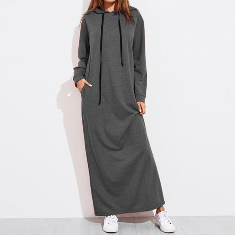 Celmia Plus Size Women Maxi Dress Autumn Hooded Dress Sweatshirt Female Long Sleeve Hoodies Winter Pullover Vestido Robe Femme