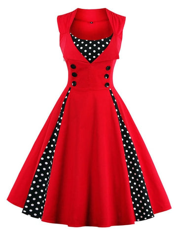 S-4XL Women Robe Retro  Vintage Dress 50s 60s Rockabilly Dot Swing Pin Up Summer Party Dresses Elegant Tunic Vestidos Casual