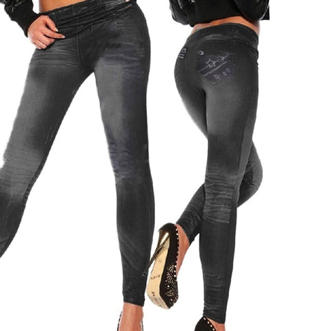 Sexy Stretchy Slim Leggings Women Denim Jeggins Skinny Embroidery Butterfly/Stars Denim Pants