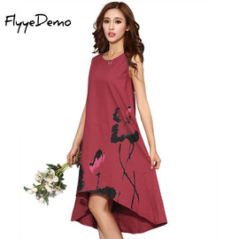 M - 6XL Summer Dress 2019 New Vestido Casual Dresses Women Chinese Linen Vintage Dress Ladies Sundress Plus Size Women Clothing