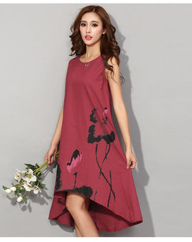 M - 6XL Summer Dress 2019 New Vestido Casual Dresses Women Chinese Linen Vintage Dress Ladies Sundress Plus Size Women Clothing