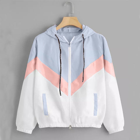 Jocoo Jolee Fashion Hooded Windbreaker Jacket Patchwork Jackets Women Color Block Zipper Jacket 2018 Fall Casual Coats Outerwear