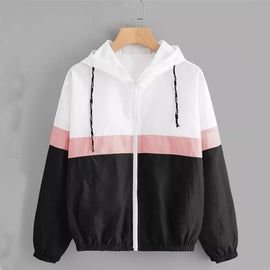 Jocoo Jolee Fashion Hooded Windbreaker Jacket Patchwork Jackets Women Color Block Zipper Jacket 2018 Fall Casual Coats Outerwear