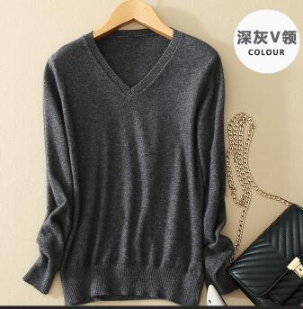 Sweater V-Neck Women Fashion Autumn Cashmere Wool Knit Sweater V-Neck Solid Slim Sexy Pullovers Coat Female Blouse Knit Sweater