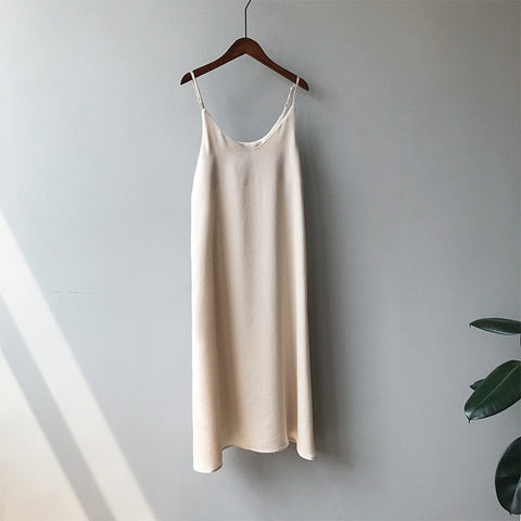 Spring summer 2019 Woman Tank Dress Casual Satin Sexy Camisole Elastic Female Home Beach Dresses v-neck camis sexy dress